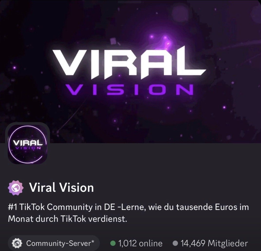 Screenshot des Viral-Vision-Discord-Servers mit 14.469 Mitgliedern.